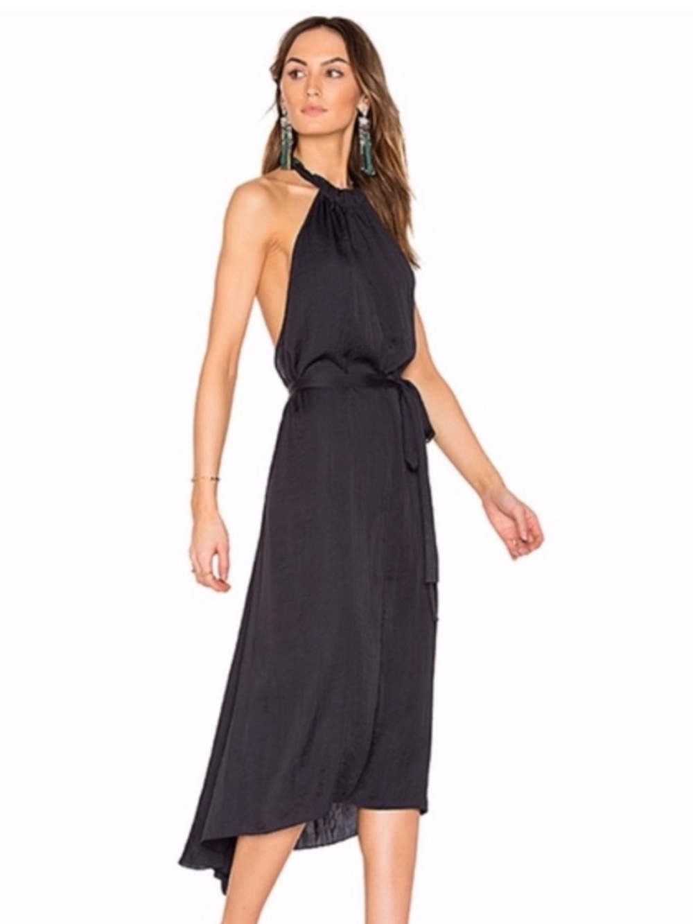 Theory High Neck Low Back Black Dress